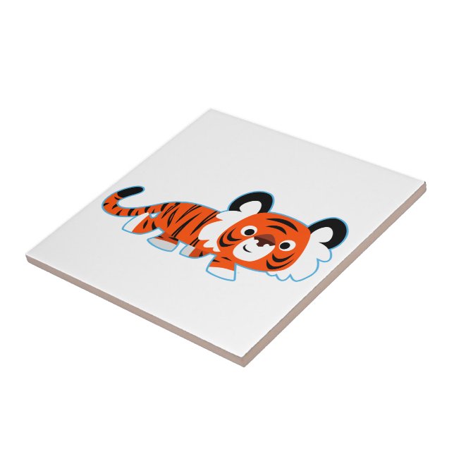 Cute Cartoon Tiger on The Prowl Tile (Side)