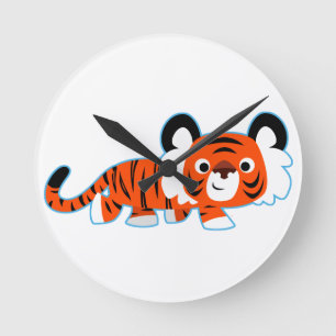 Cute Cartoon Tiger on The Prowl Wall Clock