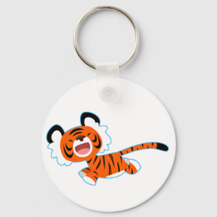Cute Cartoon Tiger On The Run Keychain