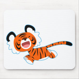 Cute Cartoon Tiger On The Run Mousepad