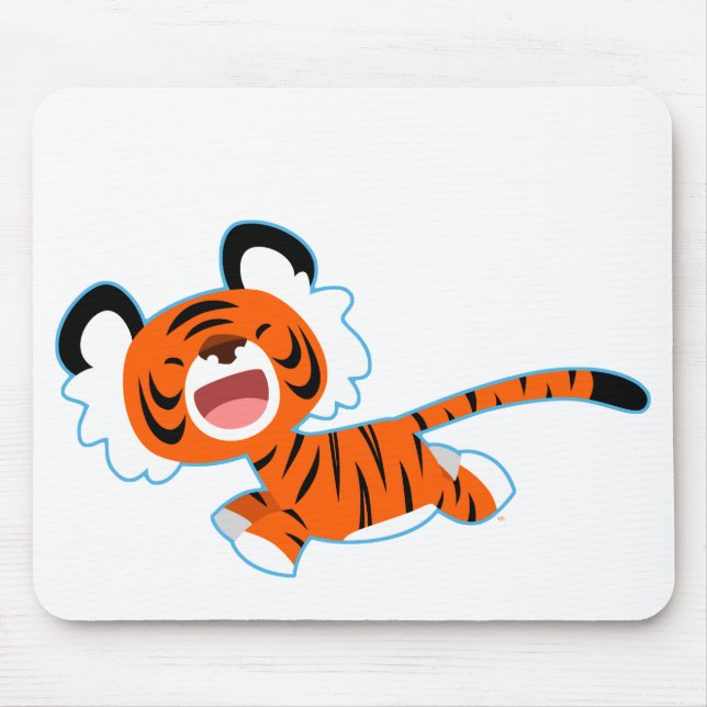 Cute Cartoon Tiger On The Run Mousepad (Front)