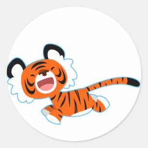 Cute Cartoon Tiger On The Run Sticker