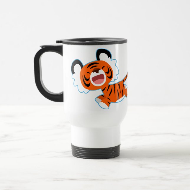 Cute Cartoon Tiger On The Run Travel/Commuter Mug (Left)