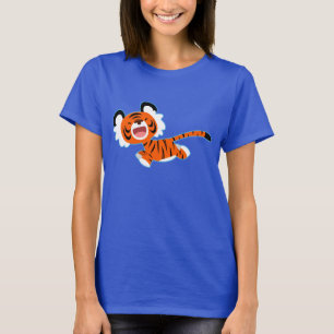 Cute Cartoon Tiger On The Run Women T-Shirt
