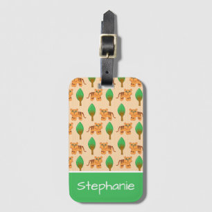 Cute Cartoon Tiger Pattern Personalised Luggage Tag
