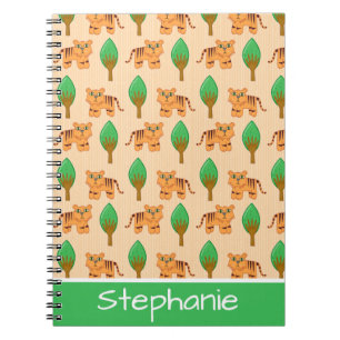 Cute Cartoon Tiger Pattern Personalised Notebook