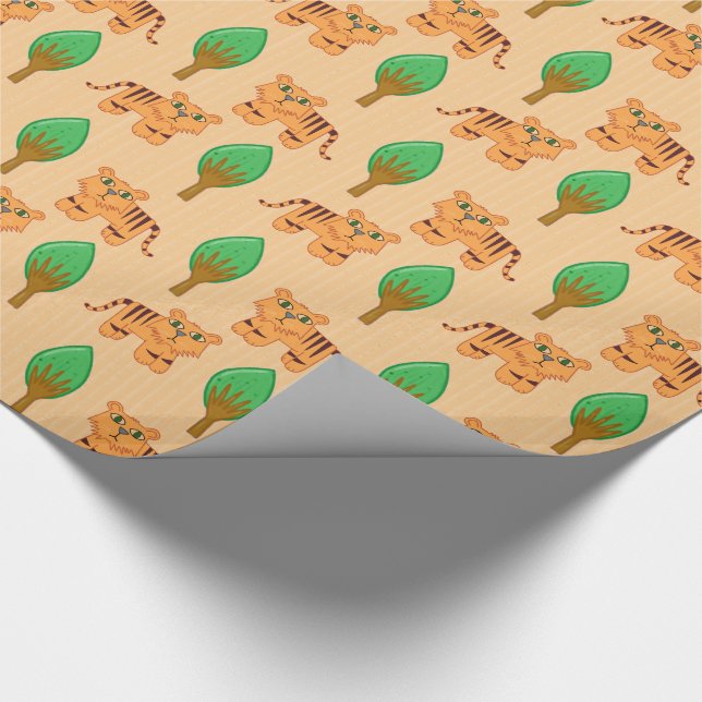 Cute Cartoon Tiger Pattern Wrapping Paper (Corner)