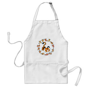 Cute Cartoon Tigers Mandala (Blue) Apron