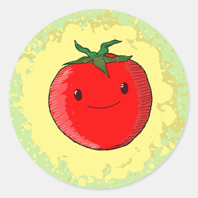 Cute Cartoon Tomato Classic Round Sticker (Front)