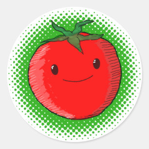 Cute Cartoon Tomato Drawing Classic Round Sticker