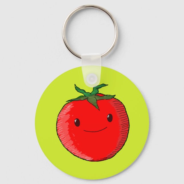 Cute Cartoon Tomato Key Ring (Front)