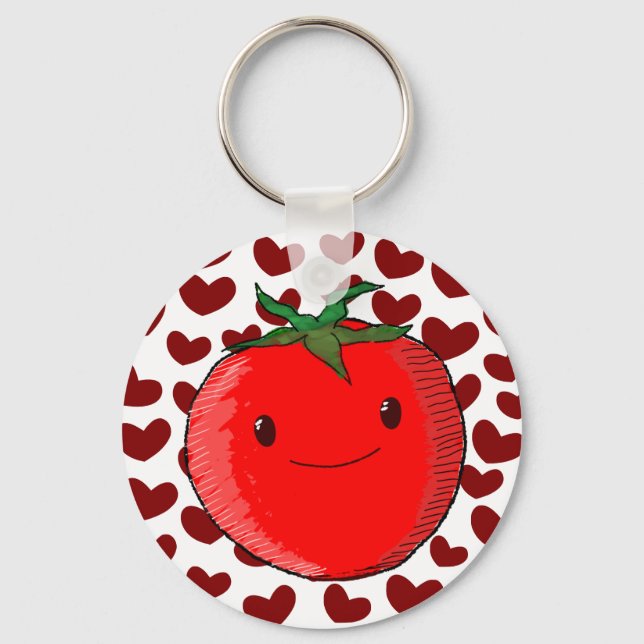 Cute Cartoon Tomato Lover Key Ring (Front)