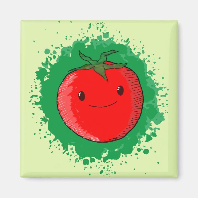Cute Cartoon Tomato Magnet (Front)