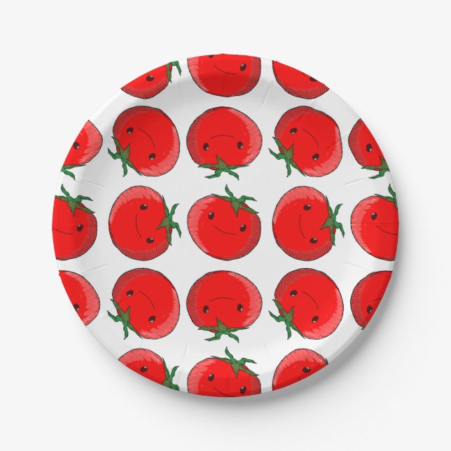 Cute Cartoon Tomato Pattern Paper Plate (Front)