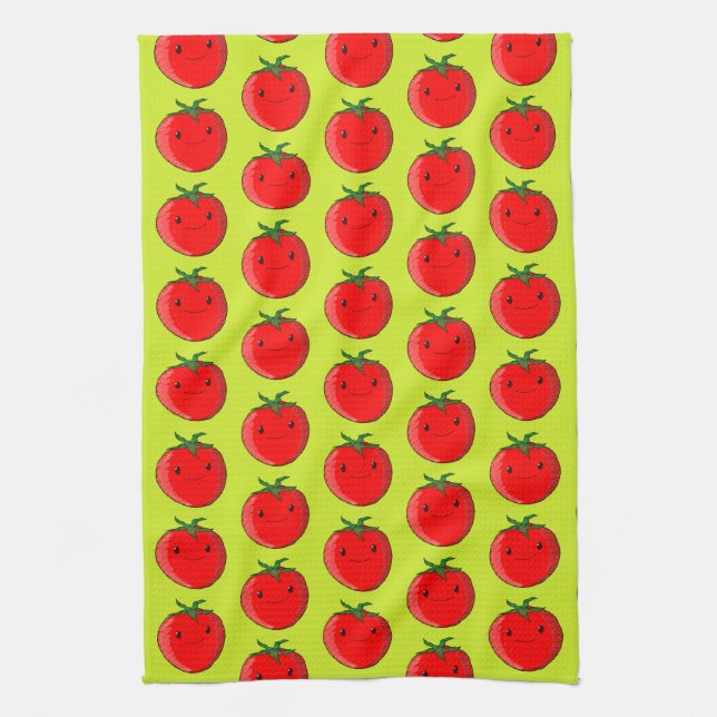 Cute Cartoon Tomato Pattern Tea Towel (Vertical)