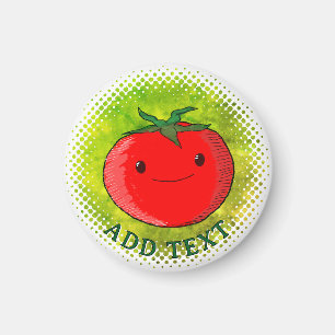 Cute Cartoon Tomato Watercolor Background Magnet