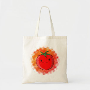 Cute Cartoon Tomato Watercolor Background Tote Bag