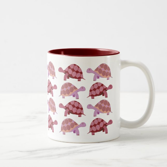 Cute Cartoon Tortoise Pattern Two-Tone Coffee Mug (Right)