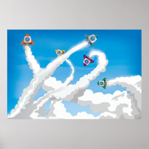 Cute Cartoon Toy Rockets! Poster