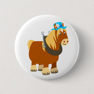 Cute Cartoon Trait Breton Horse Button Badge