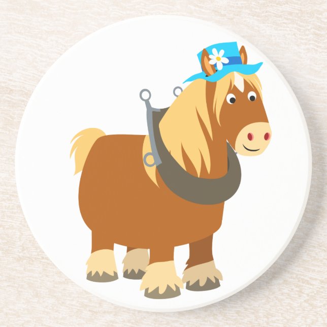 Cute Cartoon Trait Breton Horse Coaster (Front)