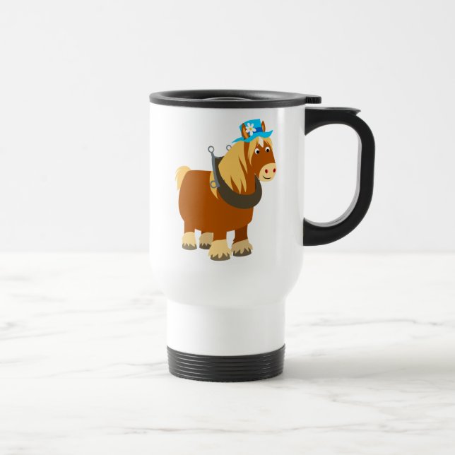 Cute Cartoon Trait Breton Horse Commuter Mug (Right)
