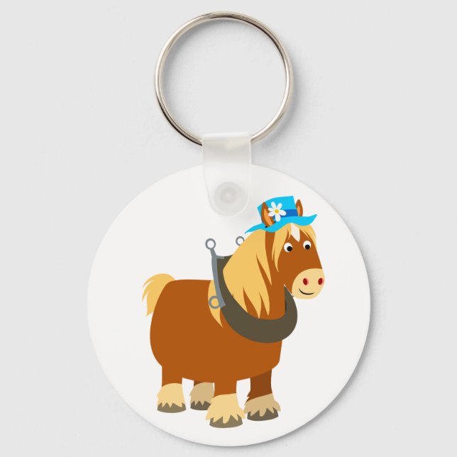 Cute Cartoon Trait Breton Horse Keychain (Front)