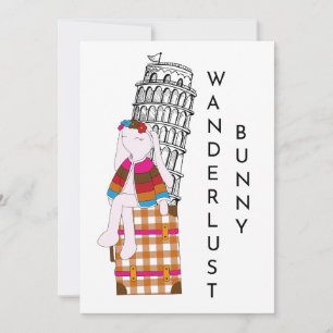 Cute Cartoon Travel Bunny Italy Vacation Holiday Card