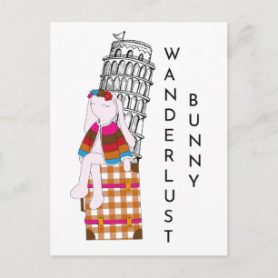 Cute Cartoon Travel Bunny Italy Vacation Holiday Postcard