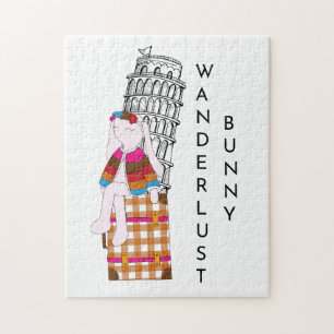 Cute Cartoon Travel Bunny Italy Vacation Jigsaw Puzzle
