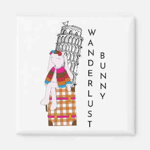 Cute Cartoon Travel Bunny Italy Vacation Magnet