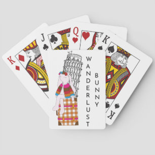 Cute Cartoon Travel Bunny Italy Vacation Playing Cards