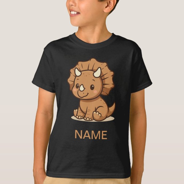 Cute Cartoon Triceratops Kids' T-Shirt  (Front)