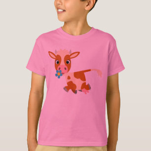 Cute Cartoon Trotting Cow Children T-Shirt