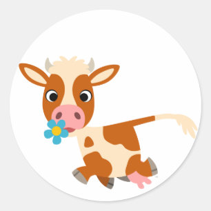 Cute Cartoon Trotting Cow Sticker