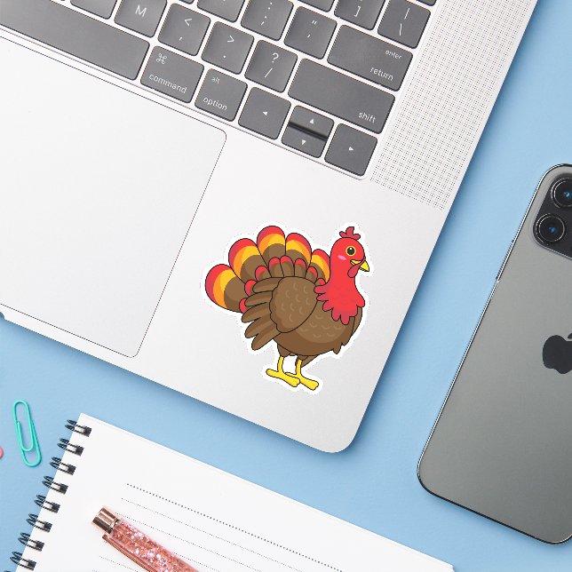 Cute Cartoon Turkey (Laptop w/ iPhone)