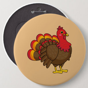 Cute Cartoon Turkey 6 Cm Round Badge