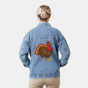 Cute Cartoon Turkey Denim Jacket