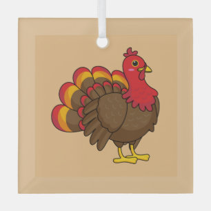 Cute Cartoon Turkey Glass Tree Decoration