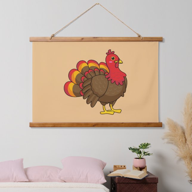 Cute Cartoon Turkey Hanging Tapestry (Bedroom)