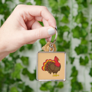 Cute Cartoon Turkey Key Ring