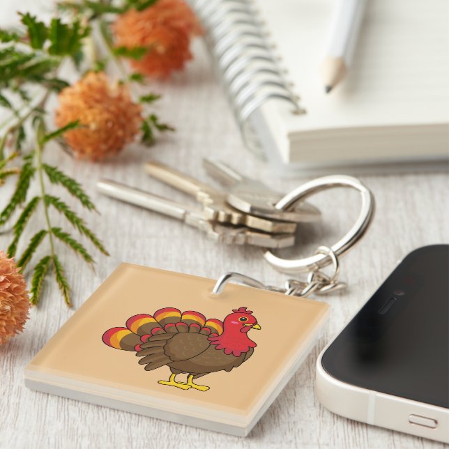 Cute Cartoon Turkey Key Ring (Front Right)