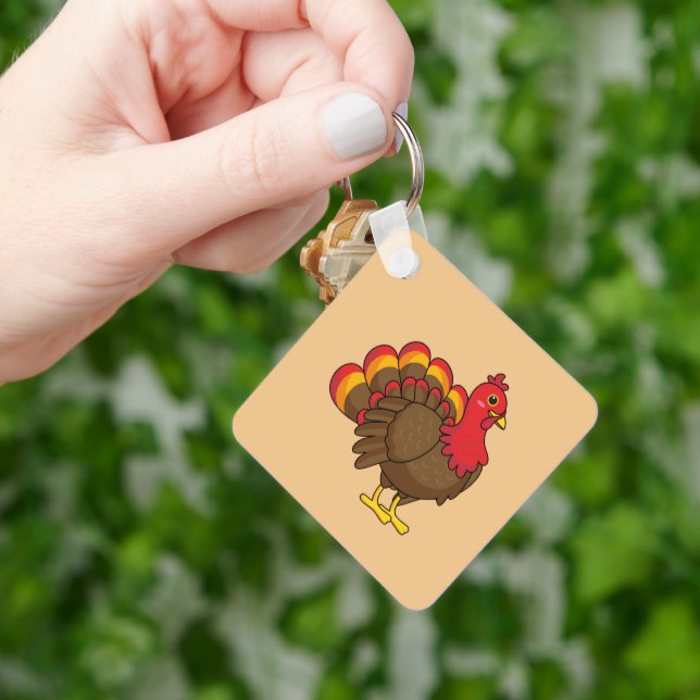 Cute Cartoon Turkey Key Ring (Hand)