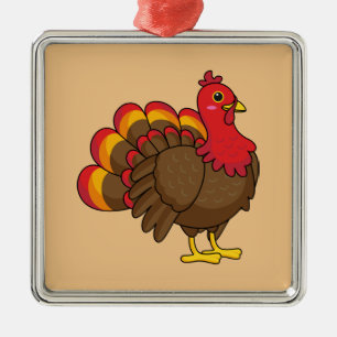 Cute Cartoon Turkey Metal Tree Decoration