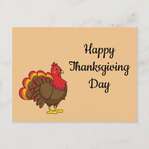 Cute Cartoon Turkey Personalise Holiday Postcard