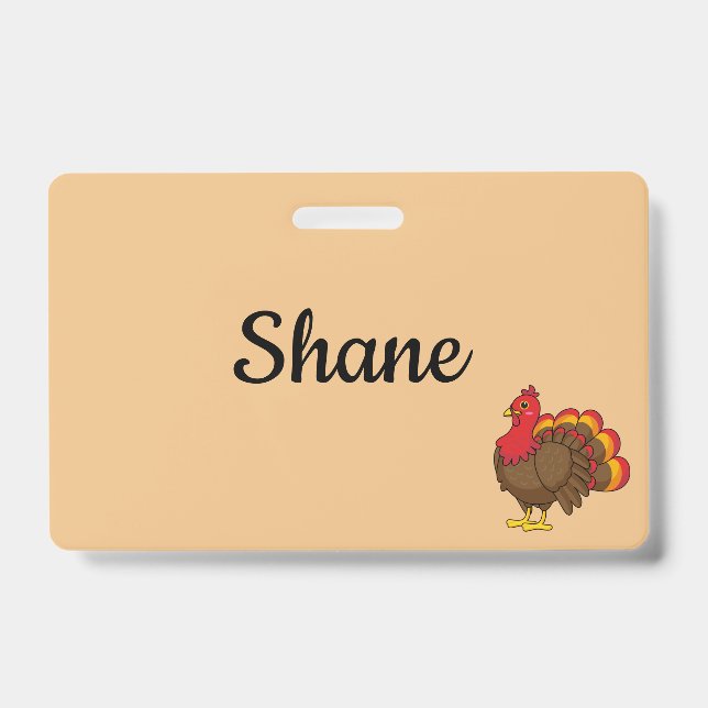 Cute Cartoon Turkey | Personalise  ID Badge (Front)