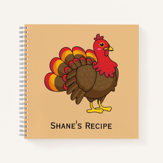 Cute Cartoon Turkey | Personalise Notebook (Front)