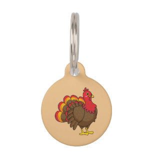 Cute Cartoon Turkey Personalise Pet Tag
