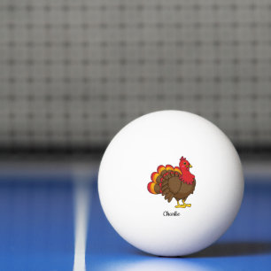 Cute Cartoon Turkey Personalise Ping Pong Ball