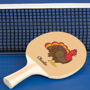Cute Cartoon Turkey   Personalise Ping Pong Paddle